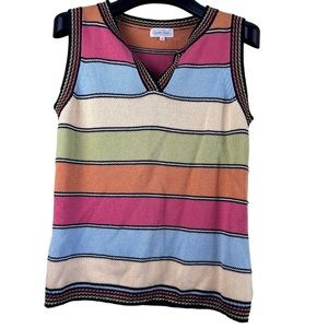 Vintage‎ Jeanne Pierre colorful striped knit sleeveless top - medium